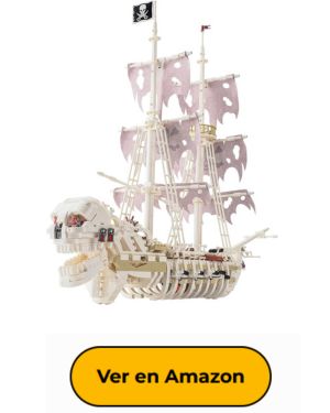 Cráneo Barco Pirata Bloques de Construcción Set 1592pcs para Niña Adulto, Ideas Regalo Creativo Gran Barco Juguete Modelo 66 16 56cm, MOC Construir Kit Regalo